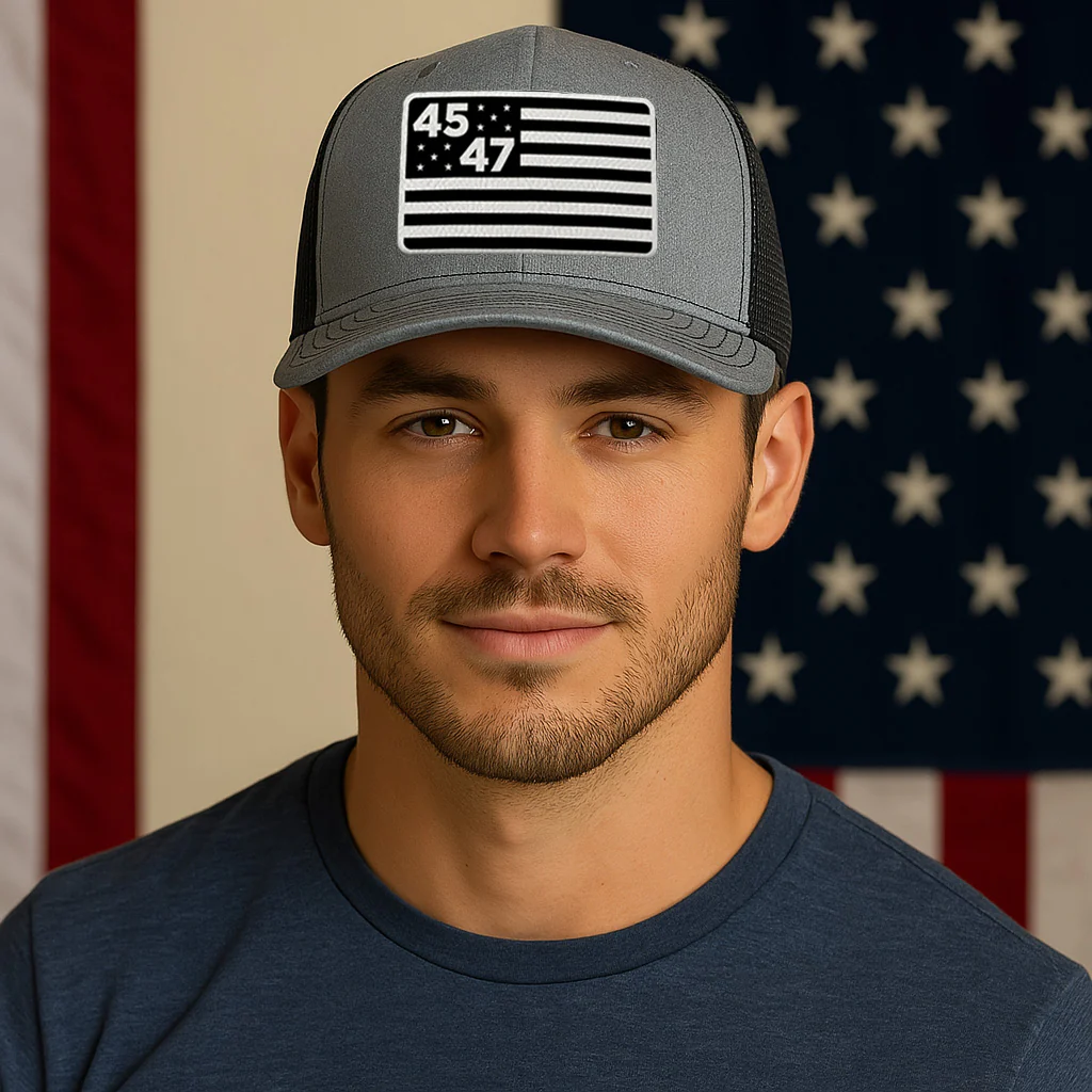 45th & 47th President Flag Hat (Monochrome) - Image 3