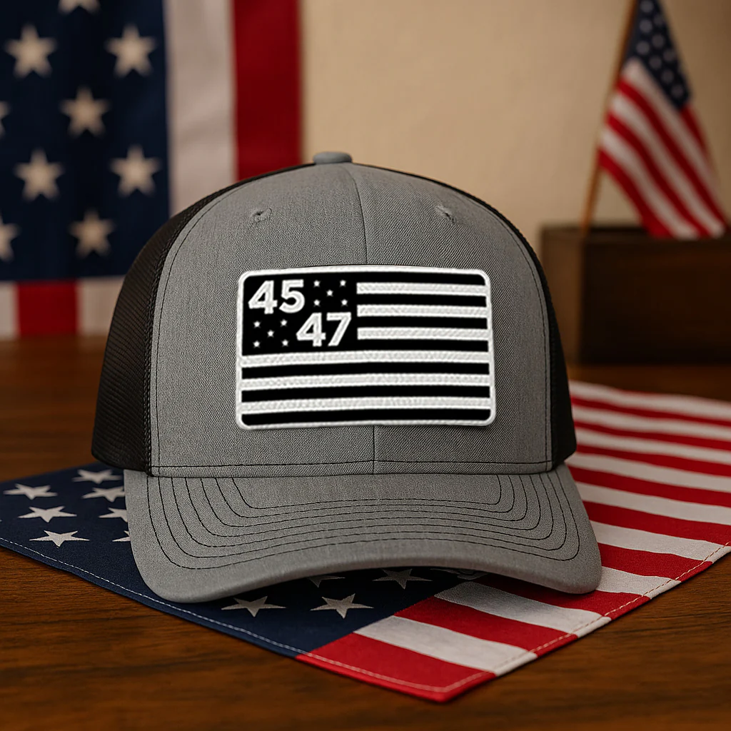 45th & 47th President Flag Hat (Monochrome) - Image 4