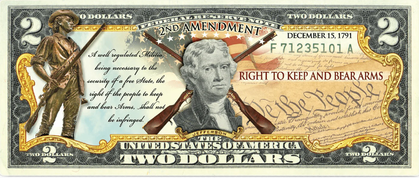 "2nd Amendment" (Muskets) - Genuine Legal Tender U.S. $2 Bill - Image 3