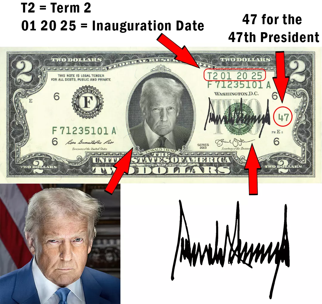 47th President Donald Trump $2 Bill - Genuine Legal Tender