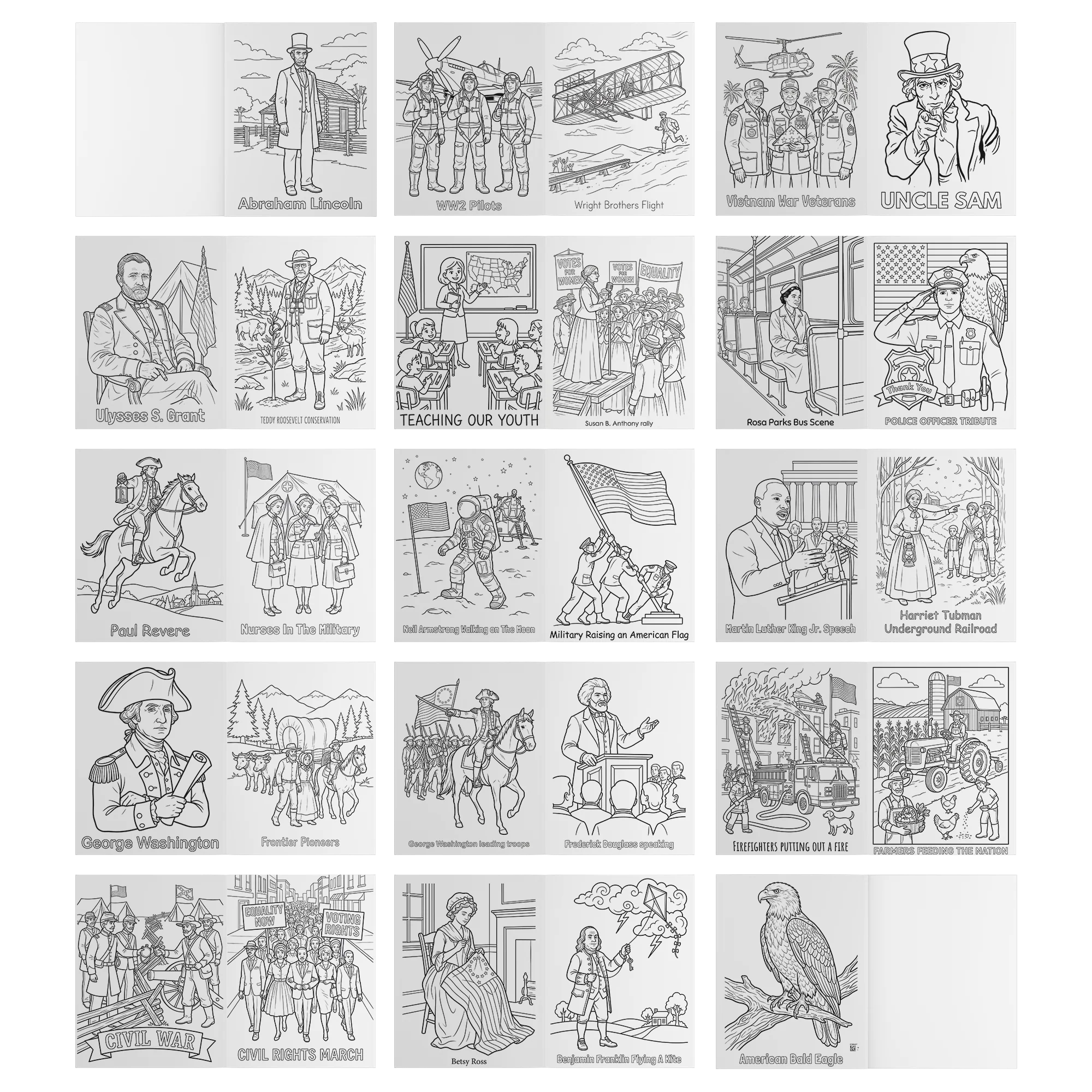 America 250th Anniversary Coloring Book - American Heroes & Patriots - Image 4