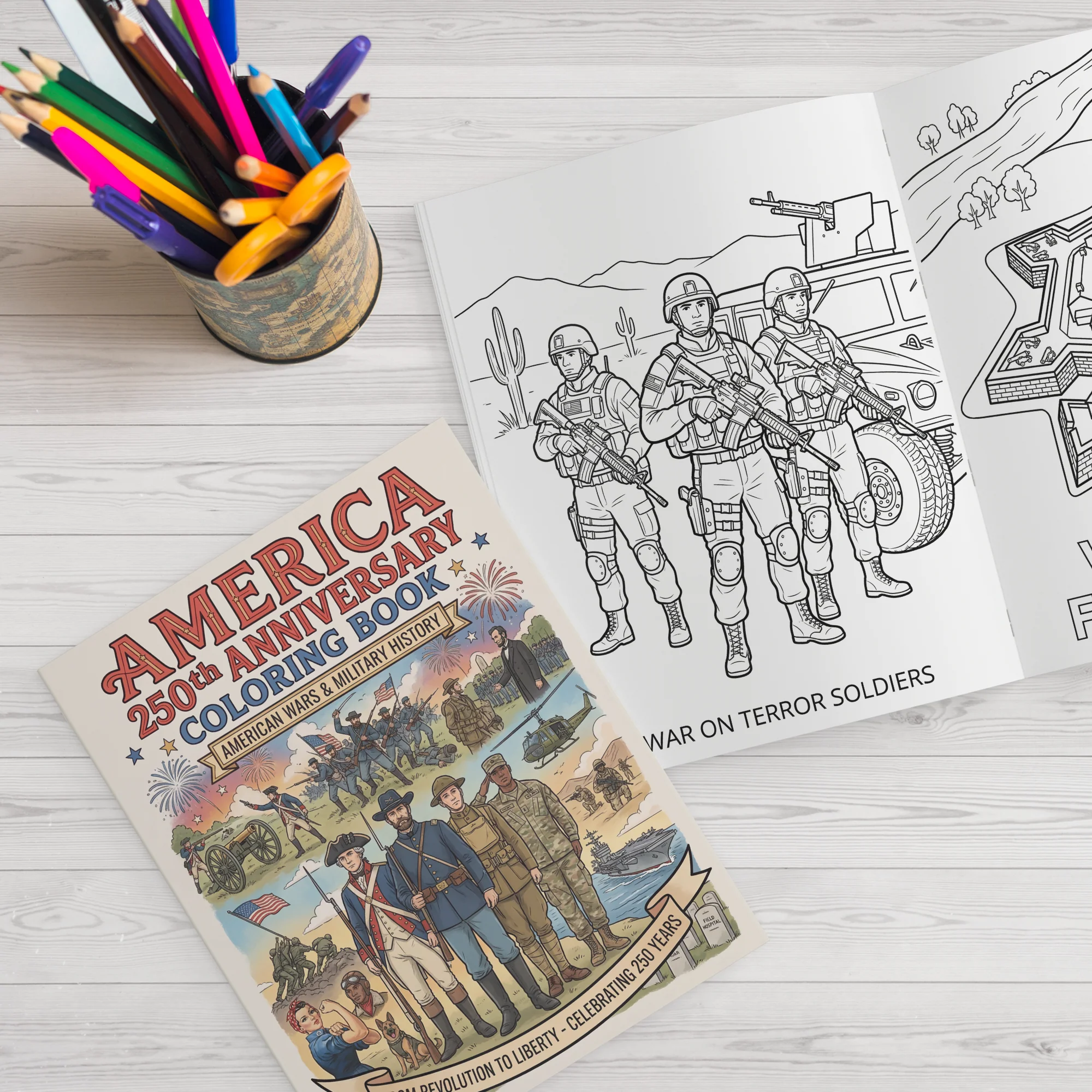 America 250th Anniversary Coloring Book - American Wars & Military History - Image 2