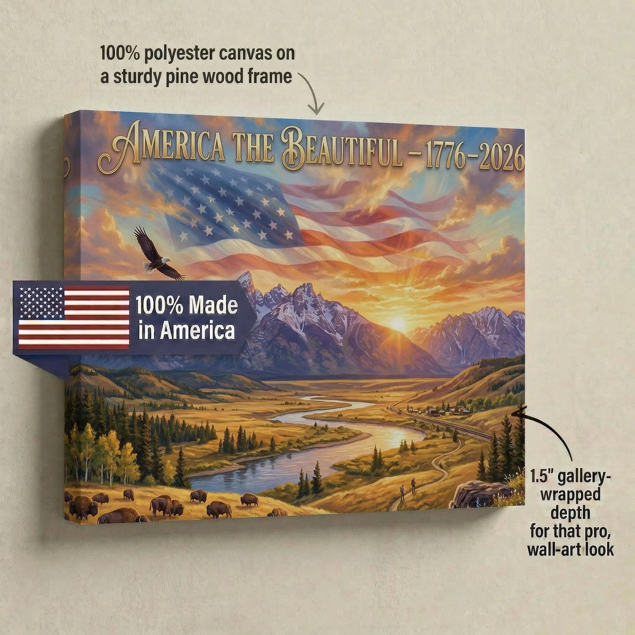 America's 250th Anniversary America The Beautiful Canvas (24"x 16") - Image 3