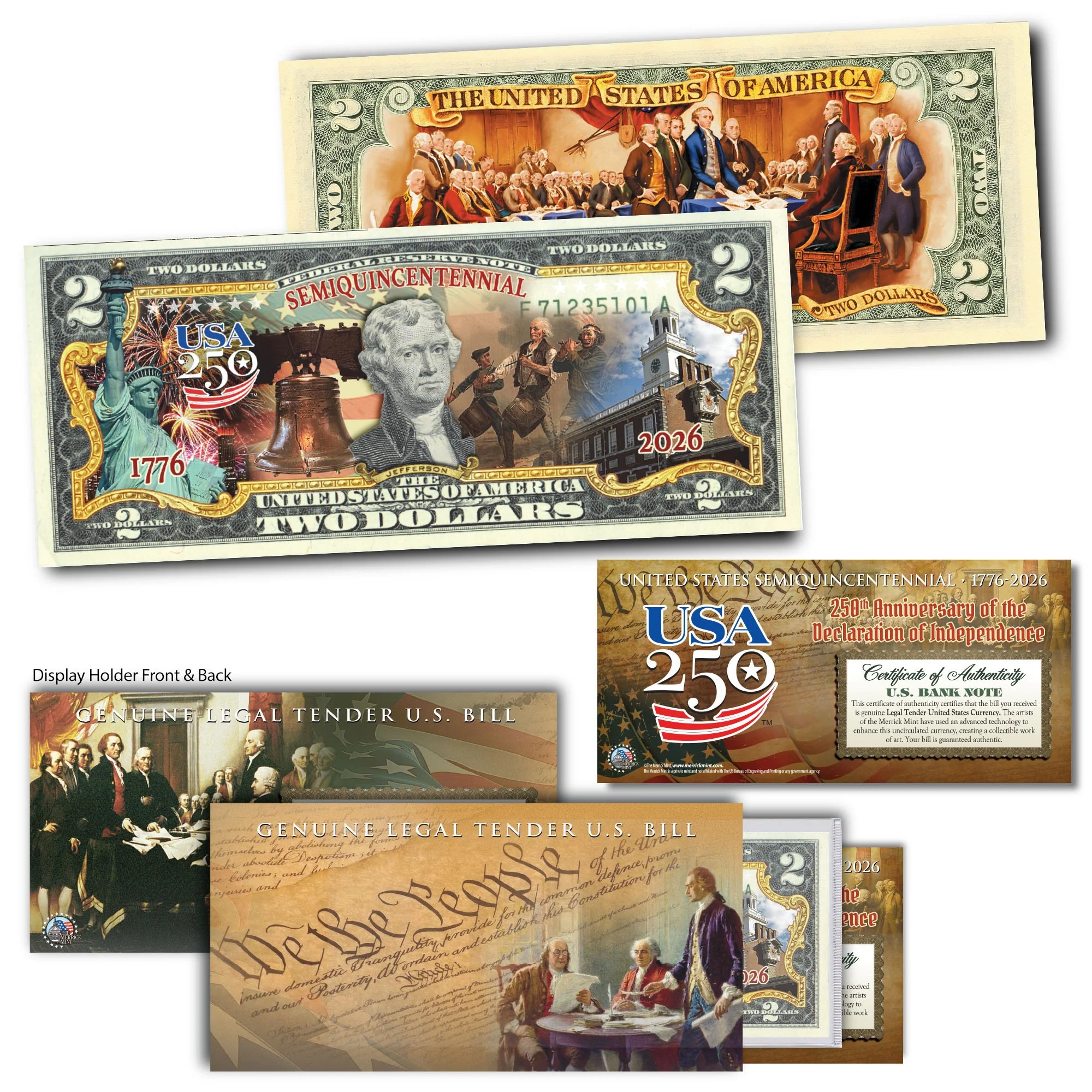 America's 250th Anniversary Collectible $2 Bills - Set of 8 - Image 4