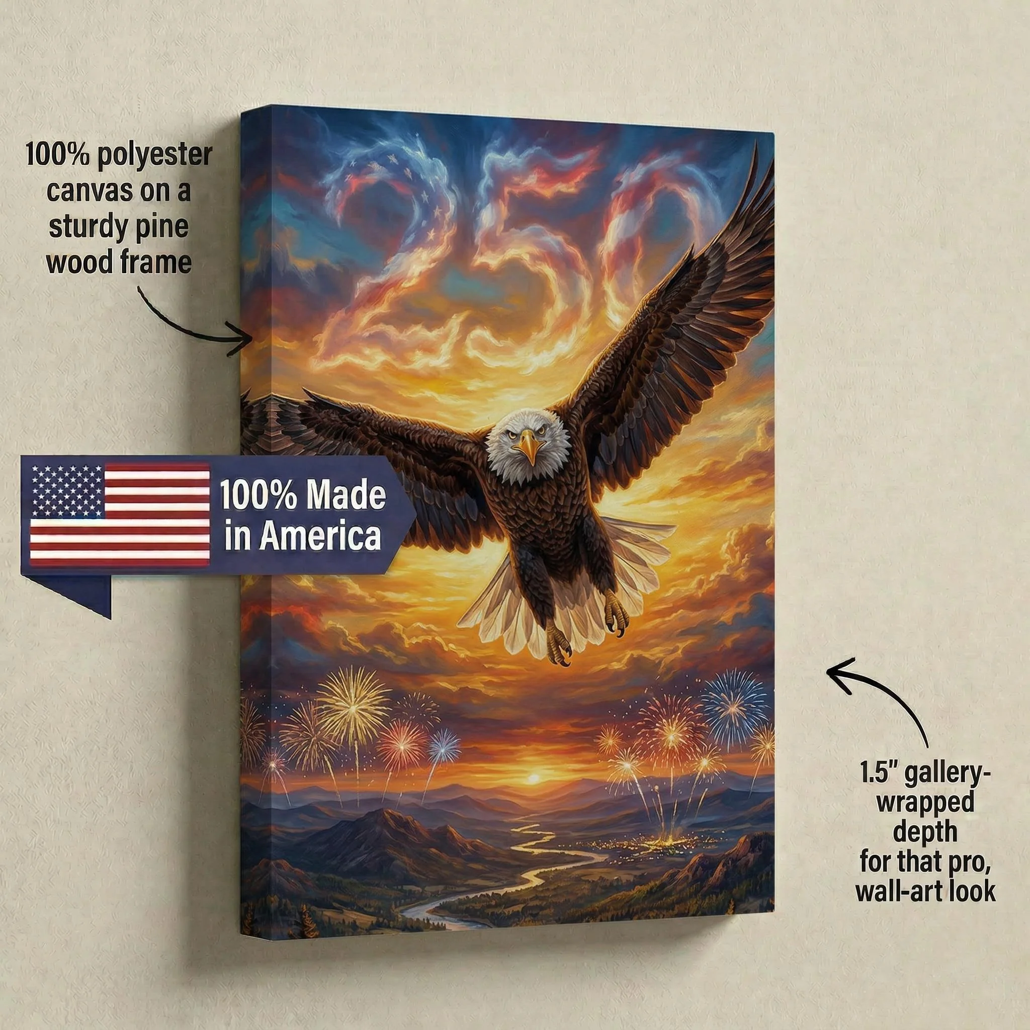 America's 250th Anniversary Eagle Canvas (16"x 24") - Image 3
