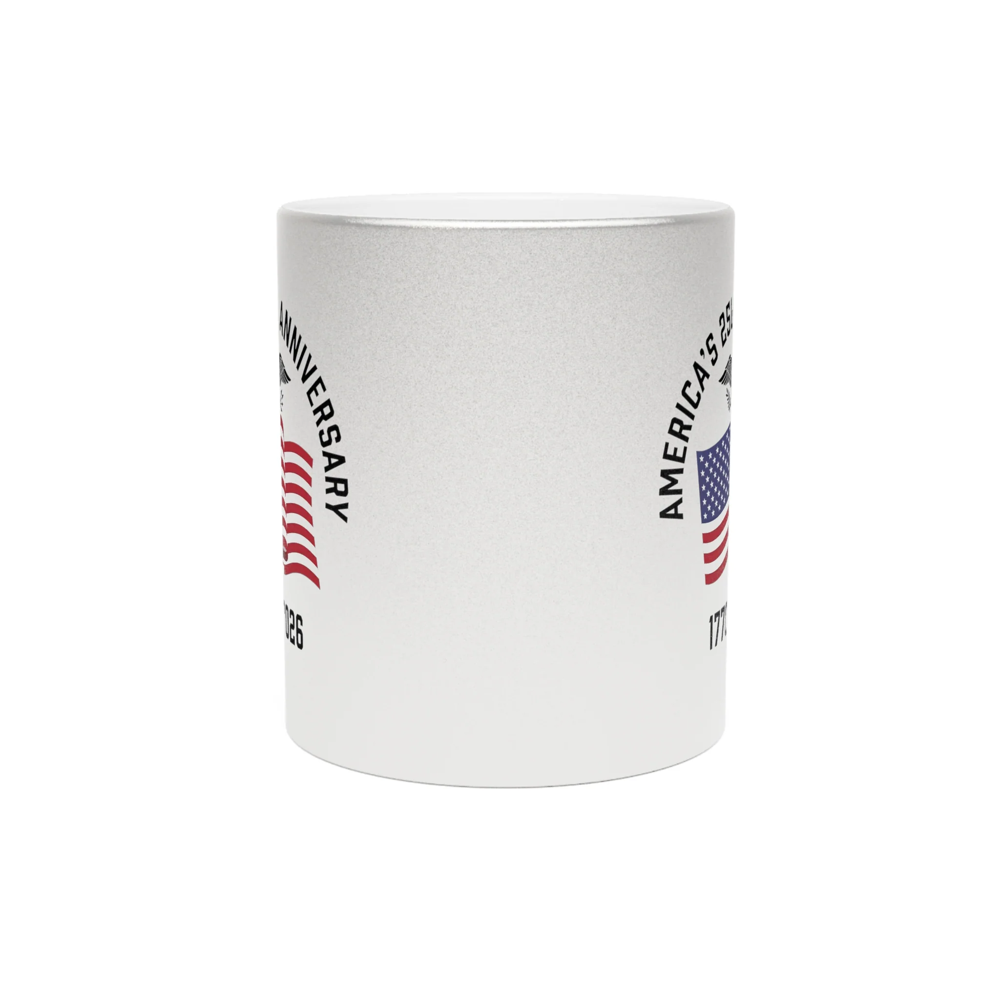America's 250th Anniversary Metallic Mug — Silver Patriotic Coffee Cup (1776–2026) - Image 4