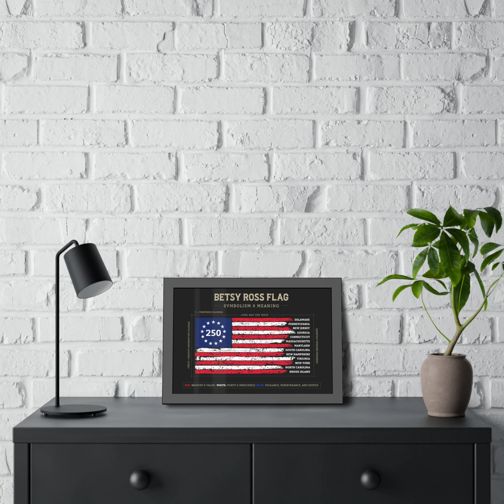 Betsy Ross Flag Diagram Framed Poster - Image 5