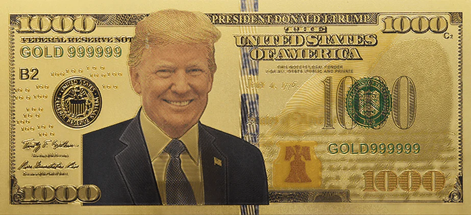 Donald Trump Gold Foil $1,000 Dollar Bill