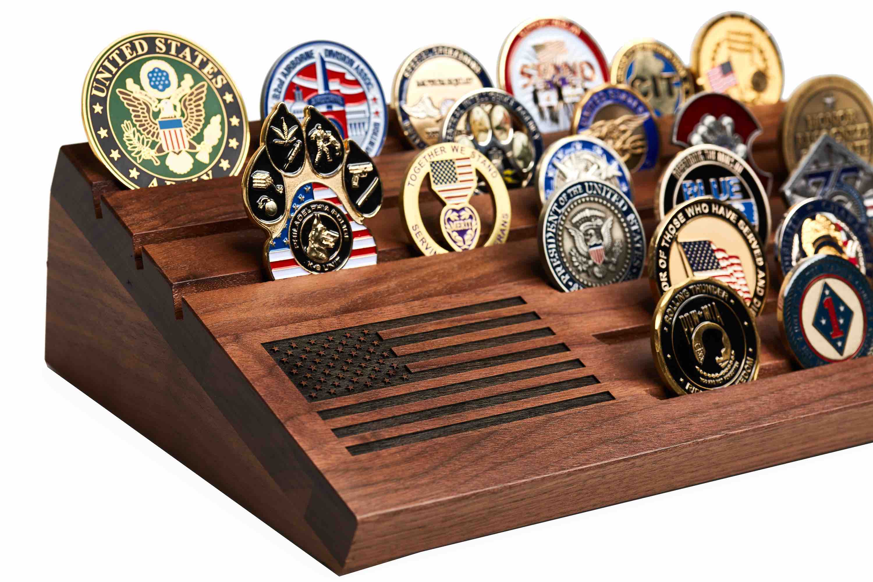 Flags of Valor - Wooden Desktop Challenge Coin Holder - Image 3