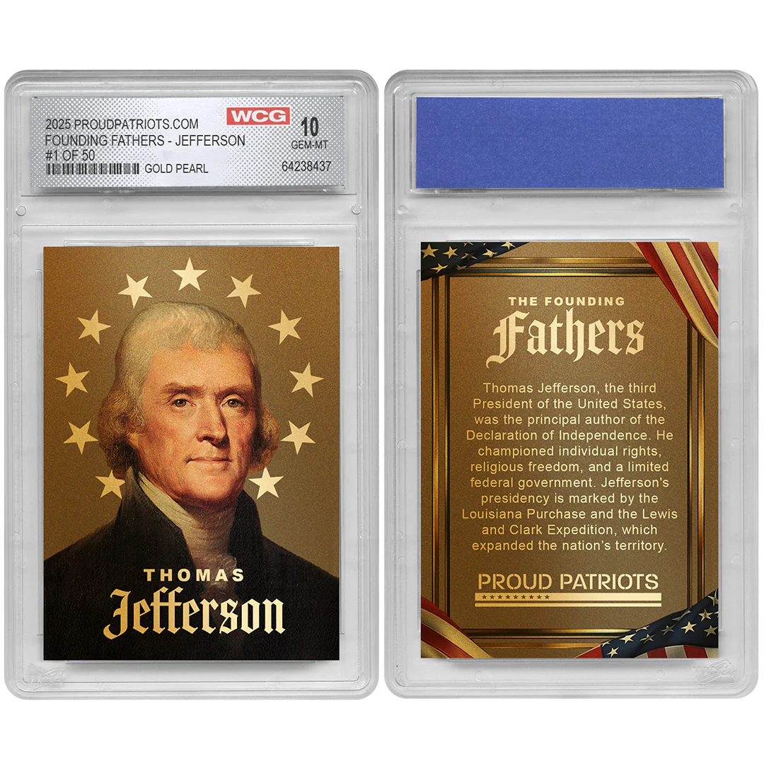 Founding Fathers Set of 7 Trading Cards | Gold Pearl | Only 50 Available | Individually Numbered - All Matching Numbers | Graded GEM-MT 10 - Image 3