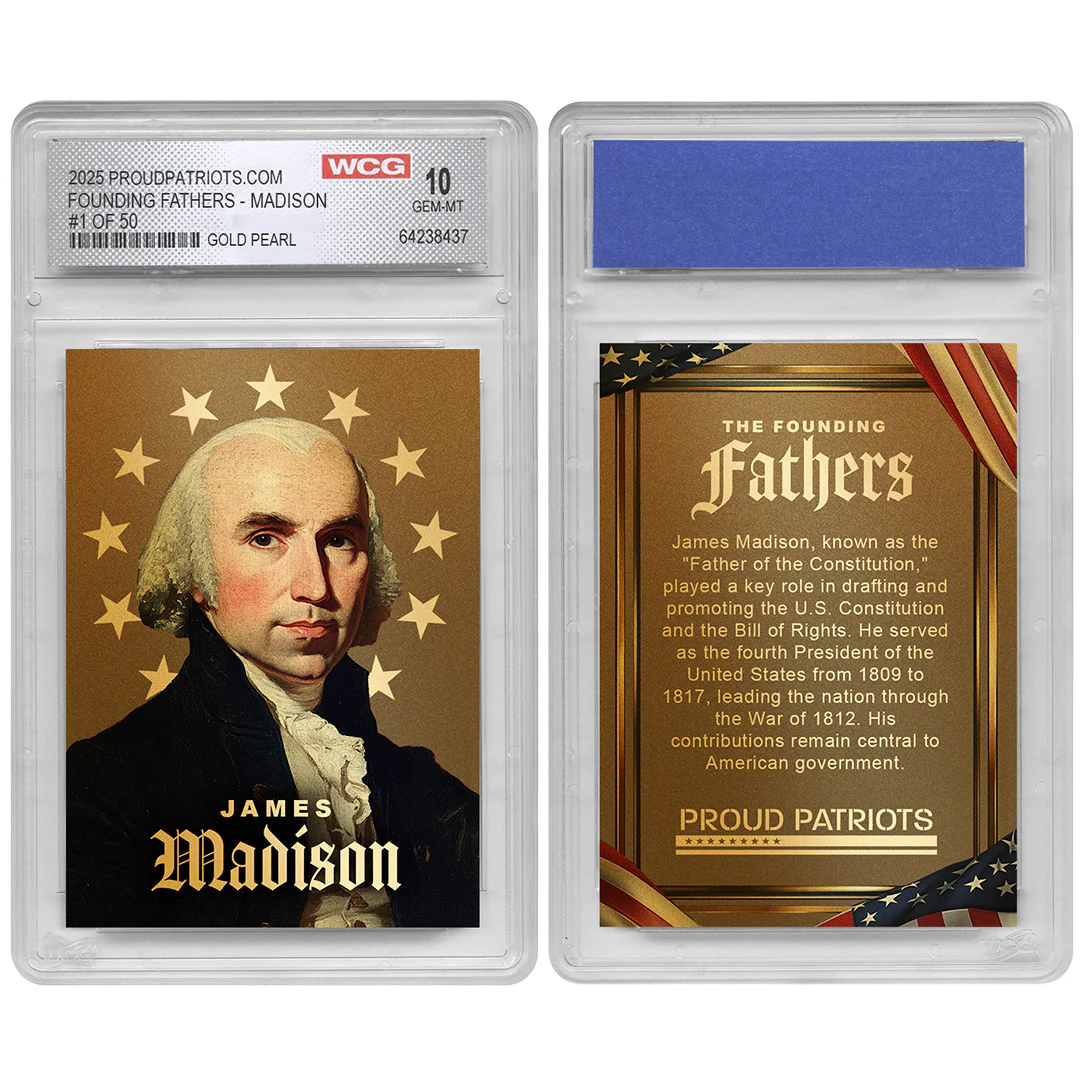 Founding Fathers Set of 7 Trading Cards | Gold Pearl | Only 50 Available | Individually Numbered - All Matching Numbers | Graded GEM-MT 10 - Image 6