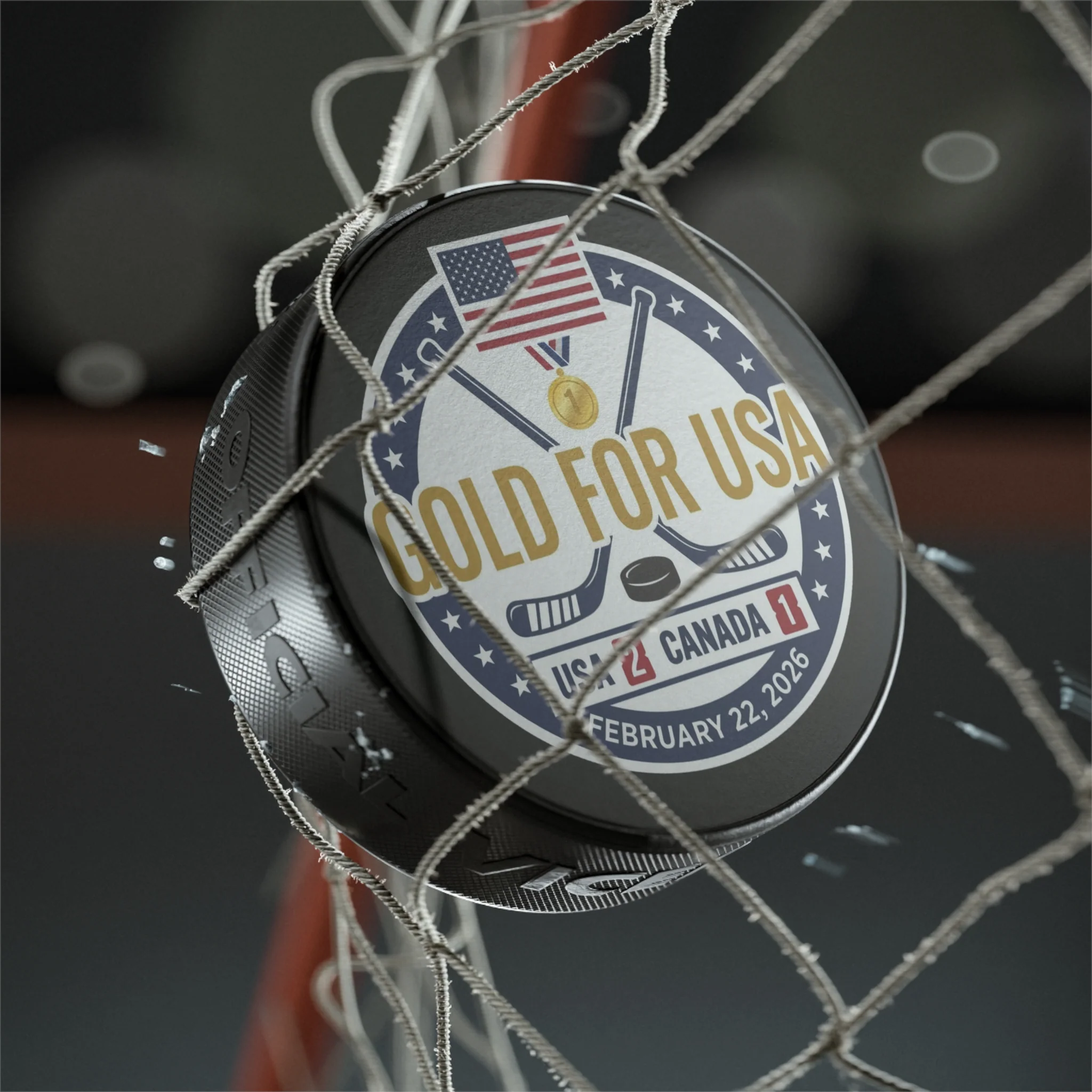 "Gold For USA" Commemorative Hockey Puck - Only 2,026 Available - Image 5