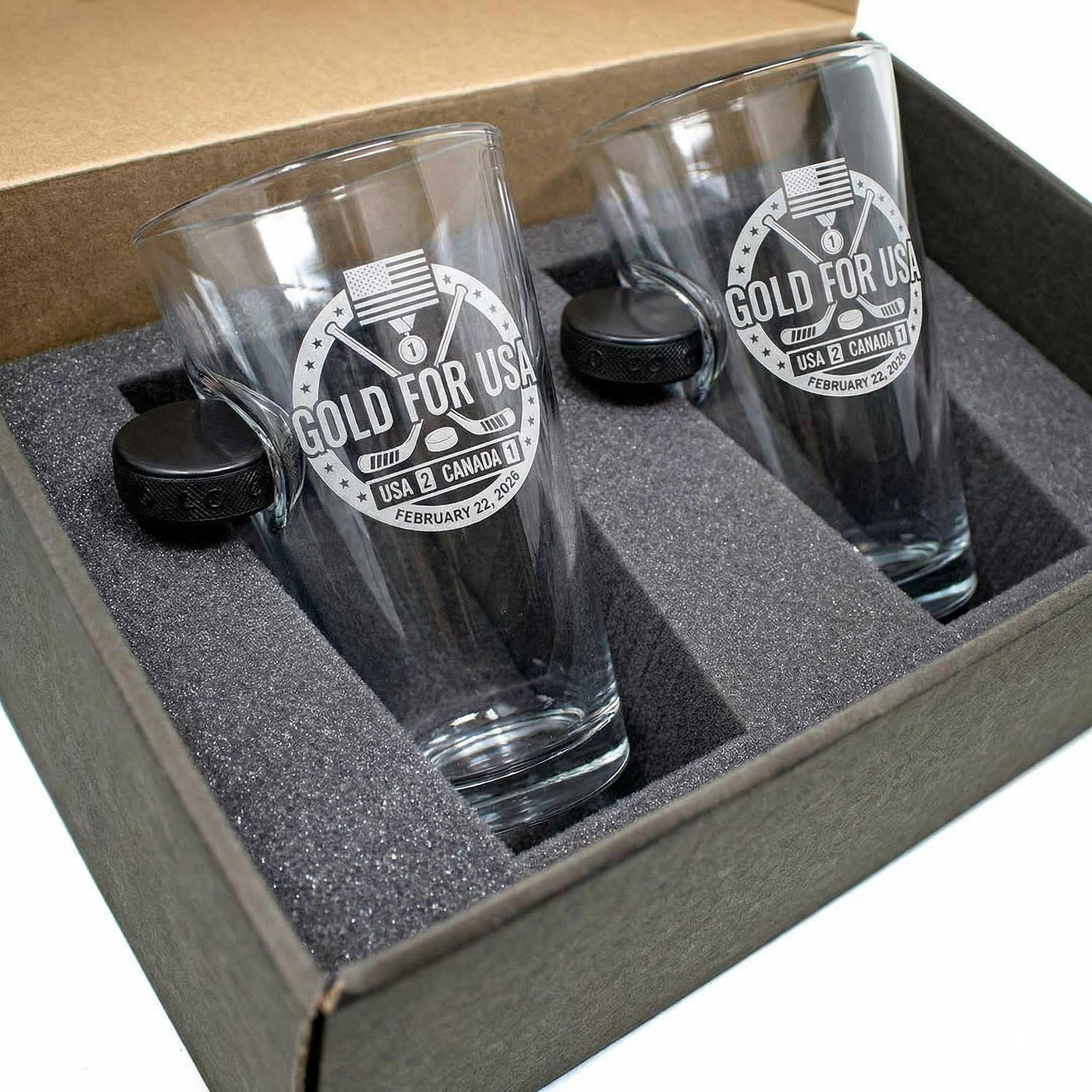 USA Men's Hockey Wins Gold - Hockey Puck Embedded Limited Edition Glassware - Image 10