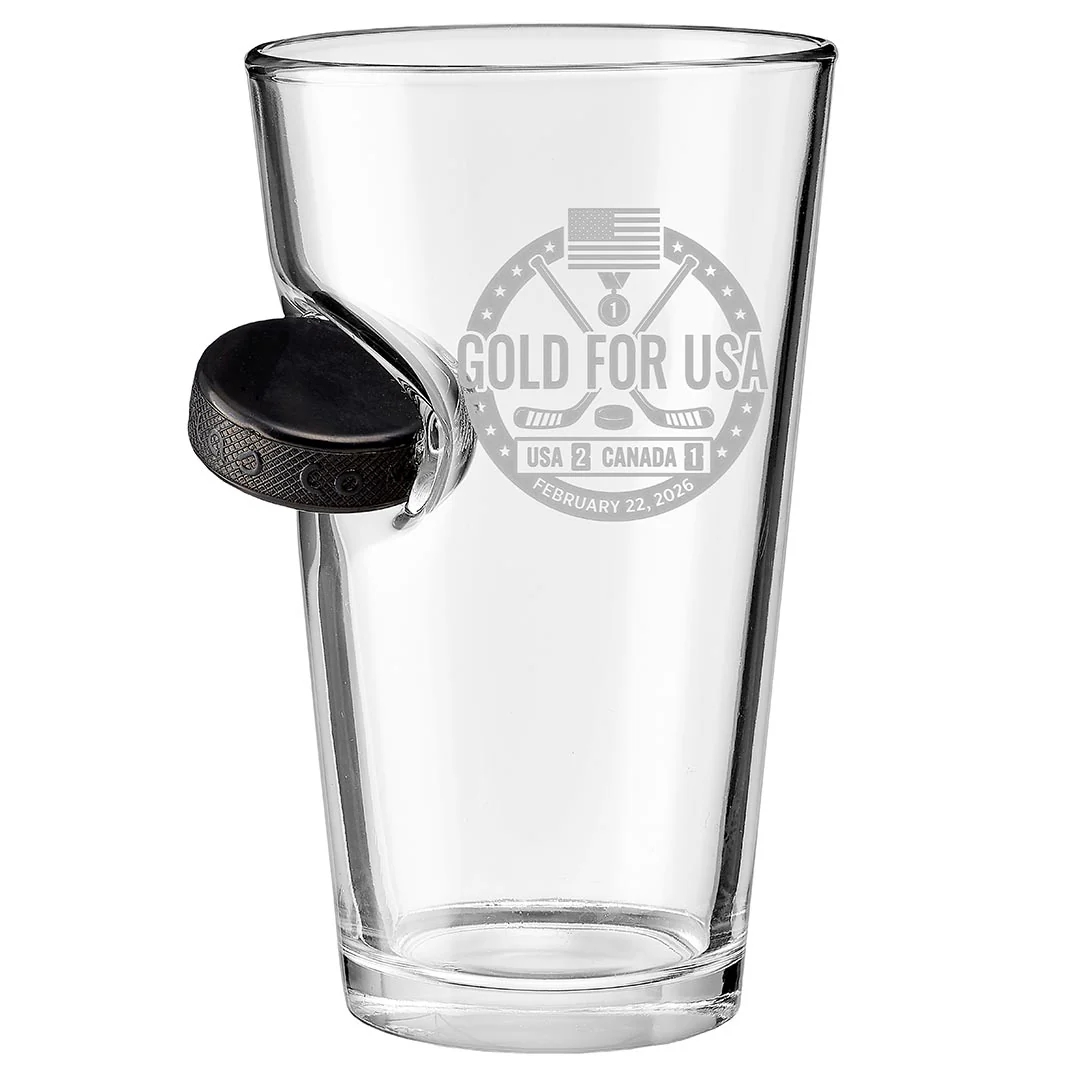 USA Men's Hockey Wins Gold - Hockey Puck Embedded Limited Edition Glassware - Image 7