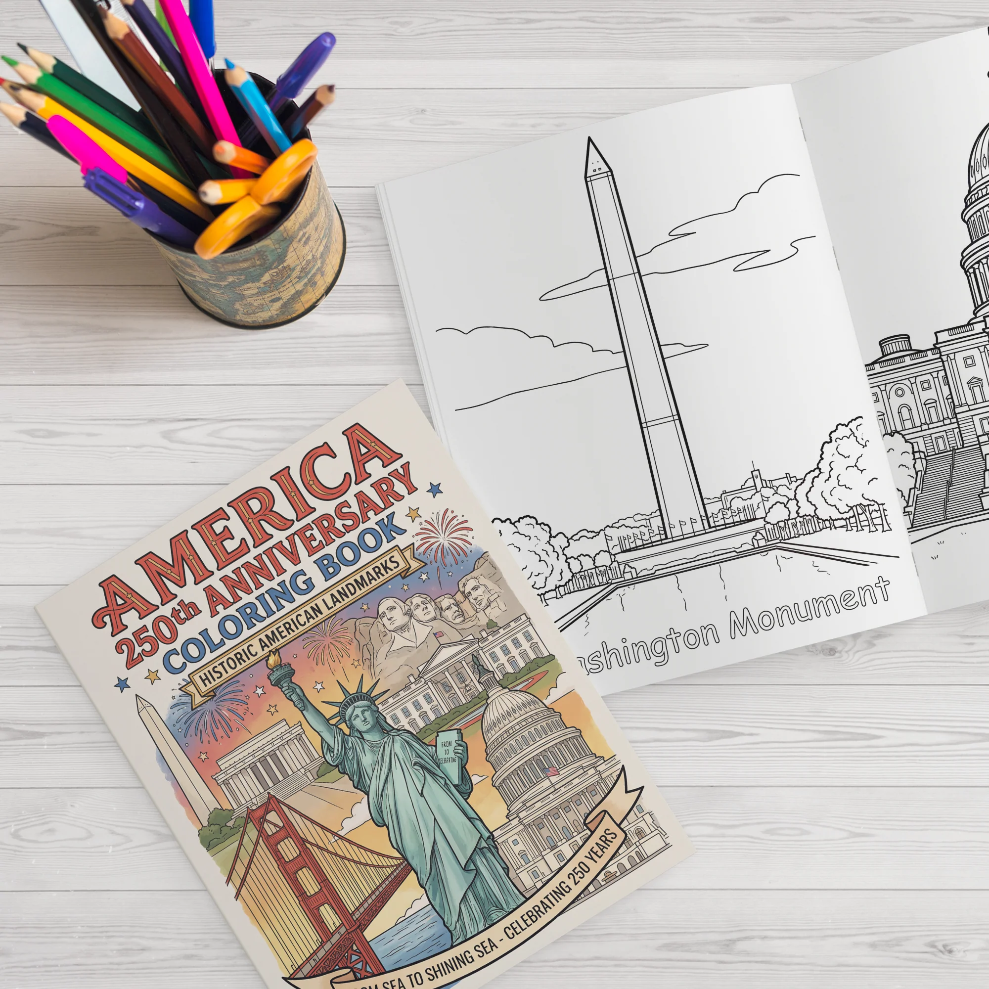 America 250th Anniversary Coloring Book - Historic American Landmarks - Image 2