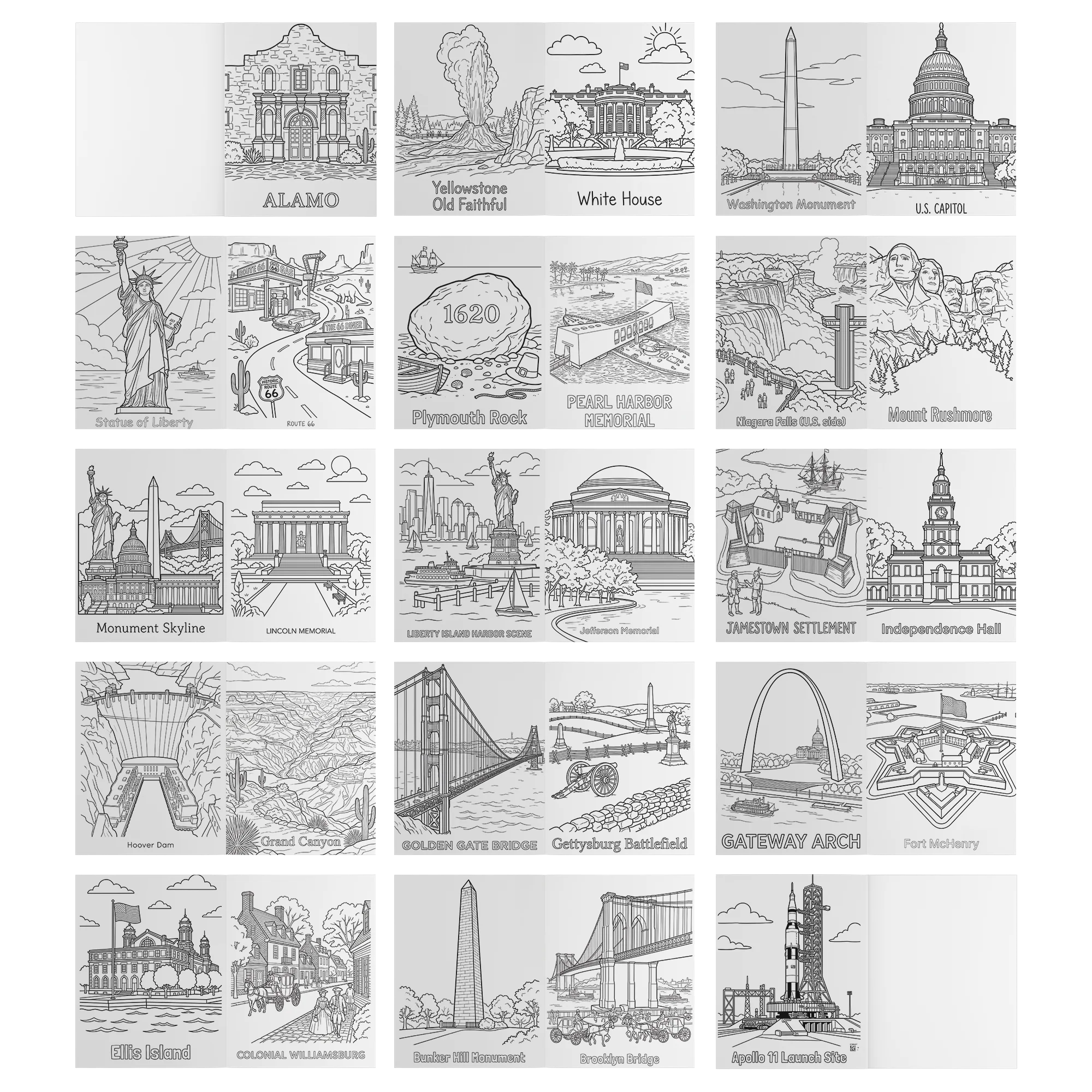 America 250th Anniversary Coloring Book - Historic American Landmarks - Image 4