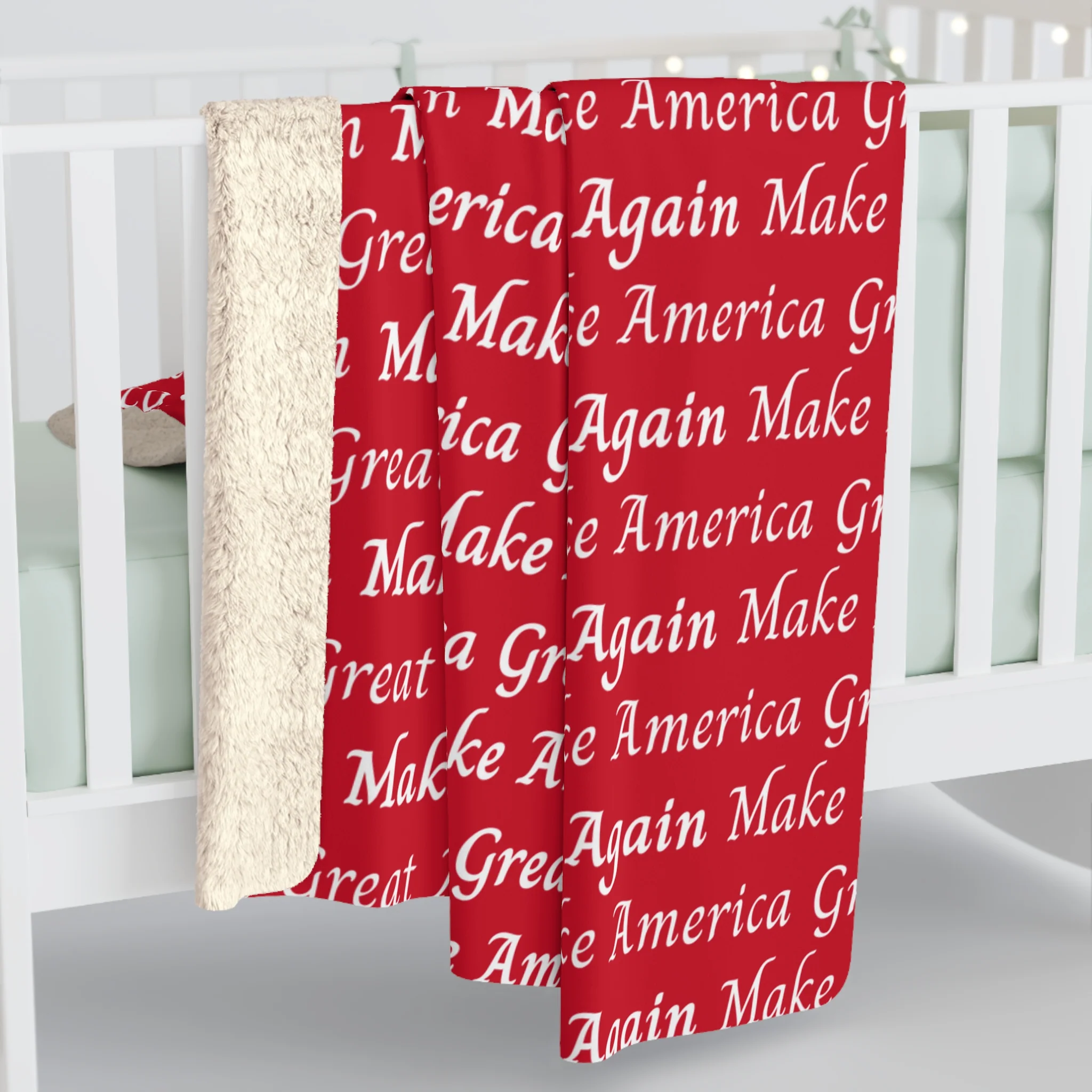 Make America Great Again Script Sherpa Fleece Blanket - Image 8