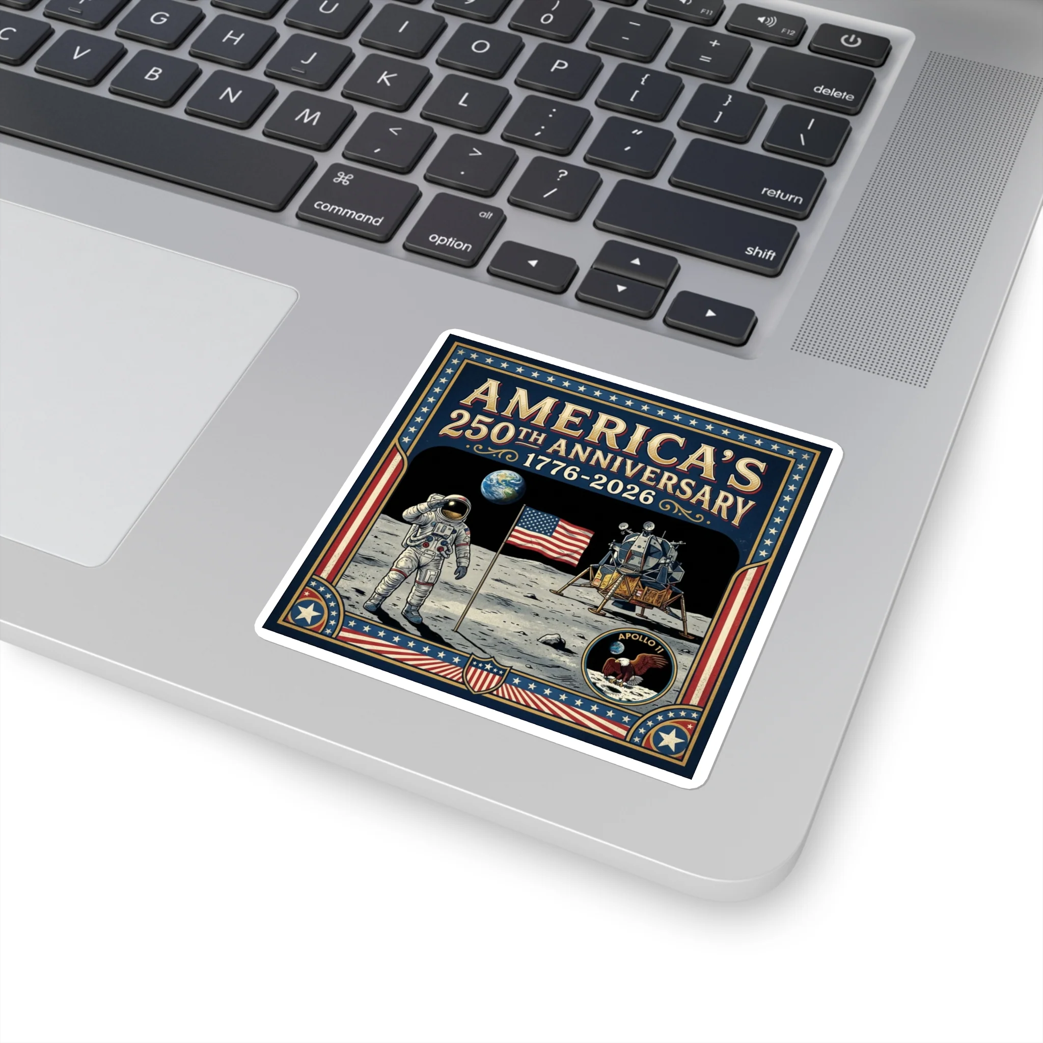Moon Landing - America 250th Anniversary Square Sticker - Image 2