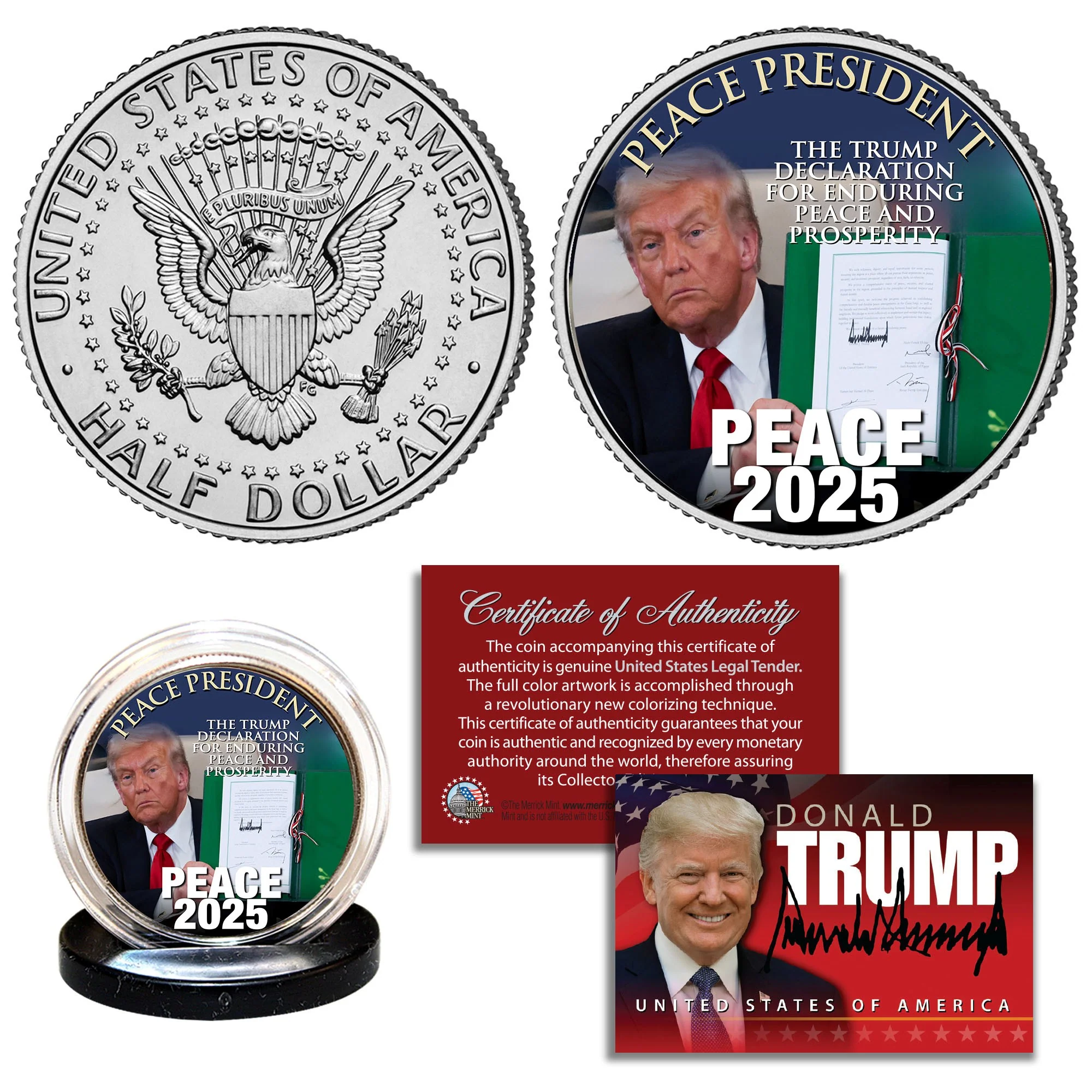 Peace President Individually Numbered (to 3,000) Collectible Card + FREE MATCHING COIN! - Image 4