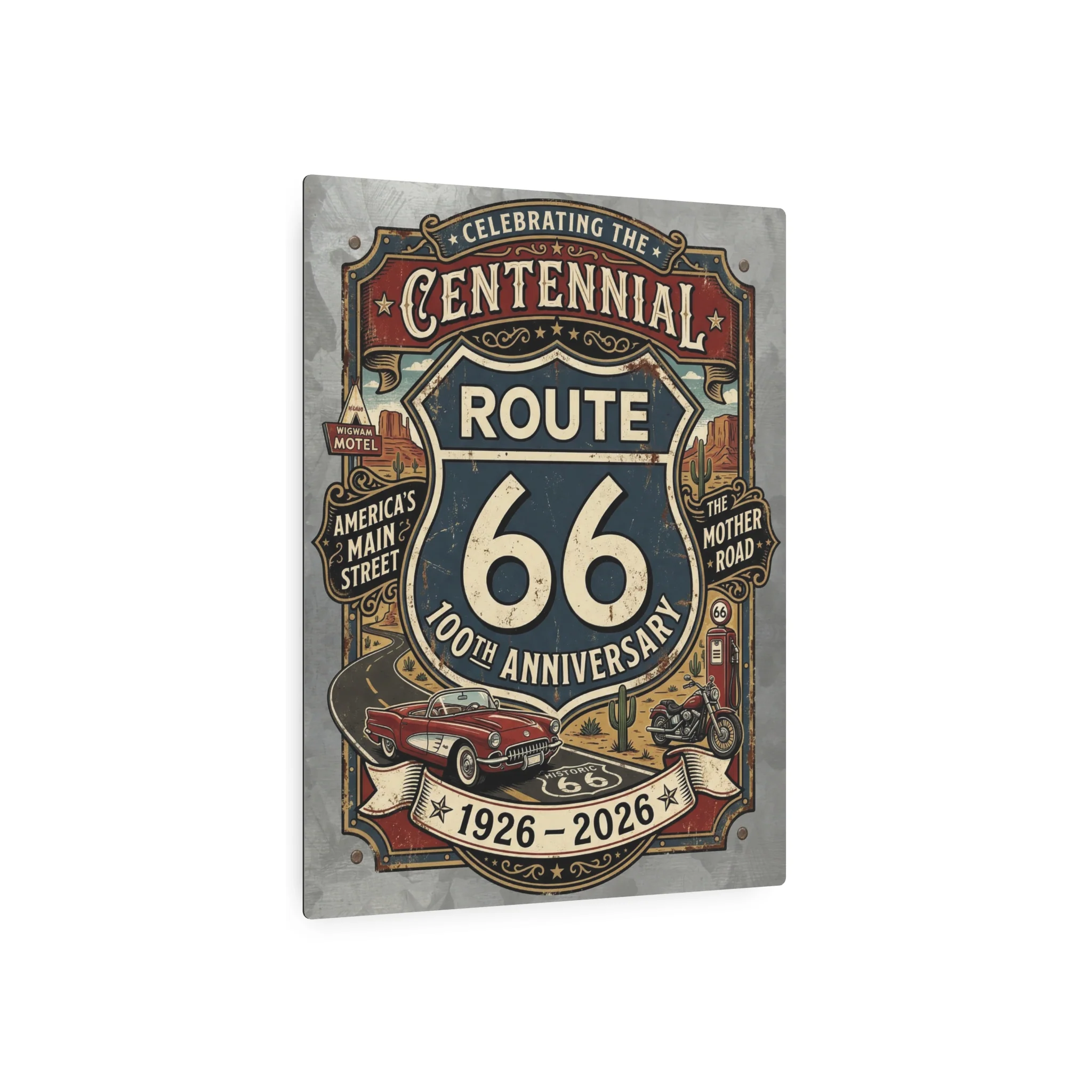 Route 66 100th Anniversary Metal Sign - Image 2