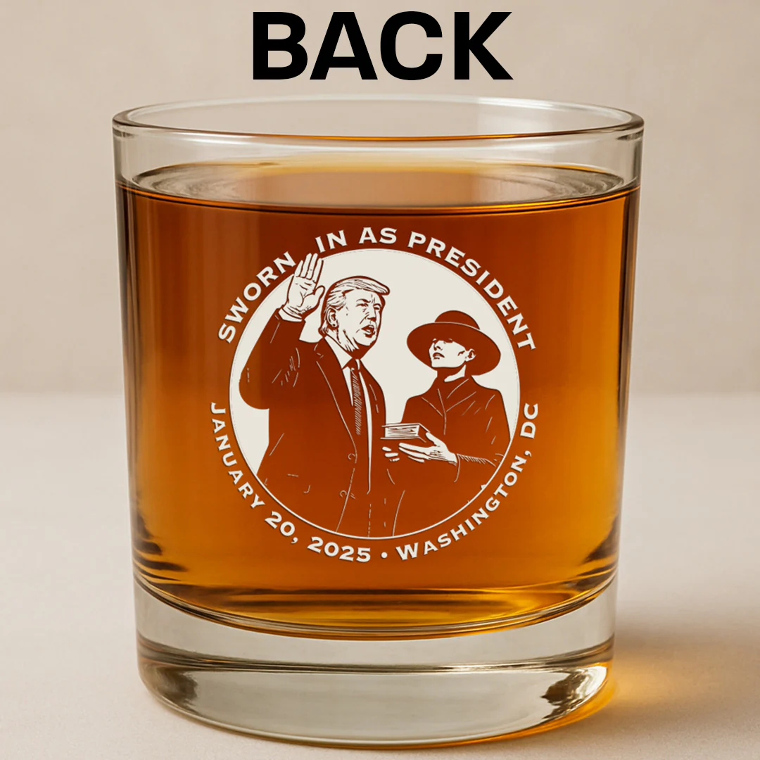 Trump Assassination Attempt Whiskey Glass (2-Sided No Bullet) - Image 2