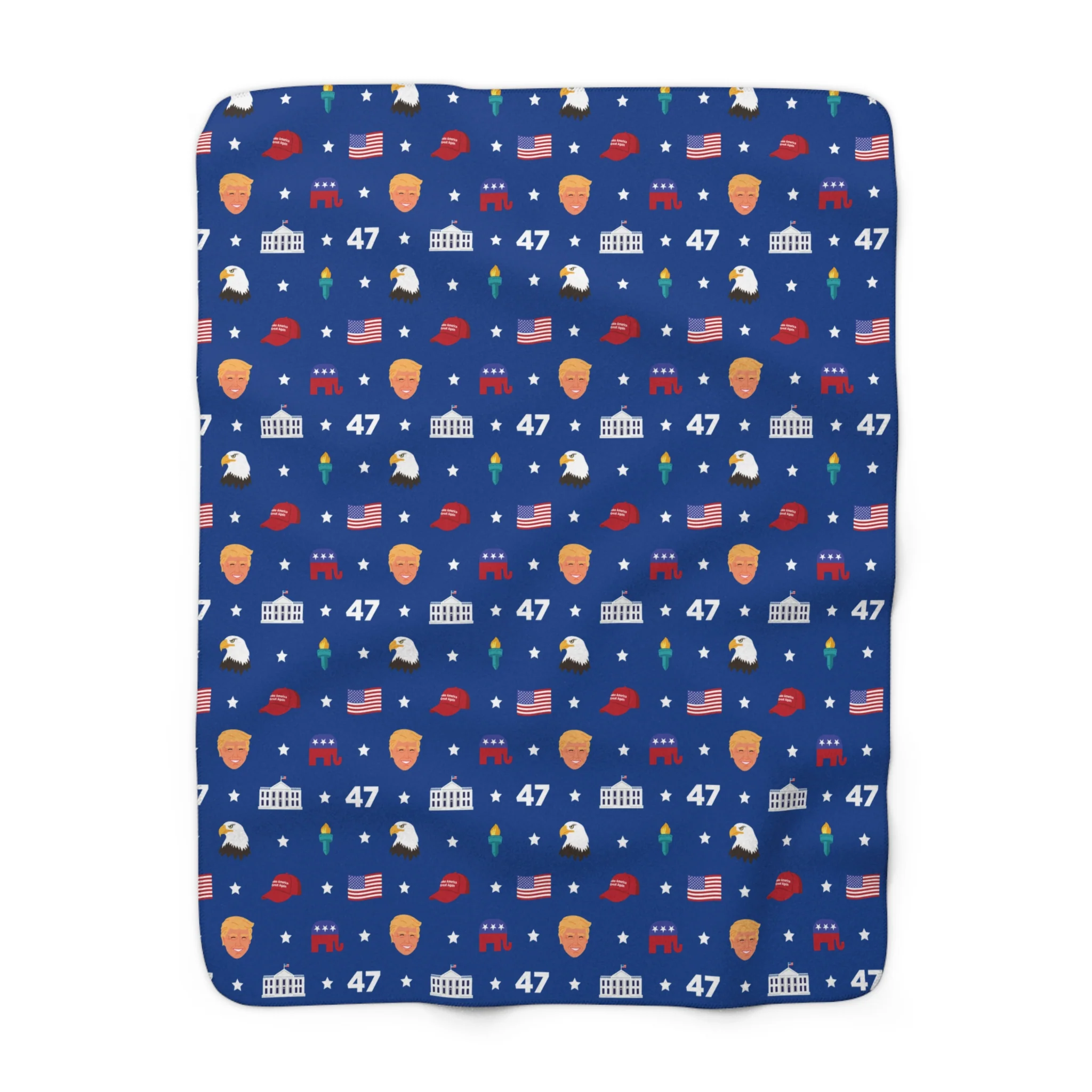 Trump MAGA Pattern Sherpa Fleece Blanket