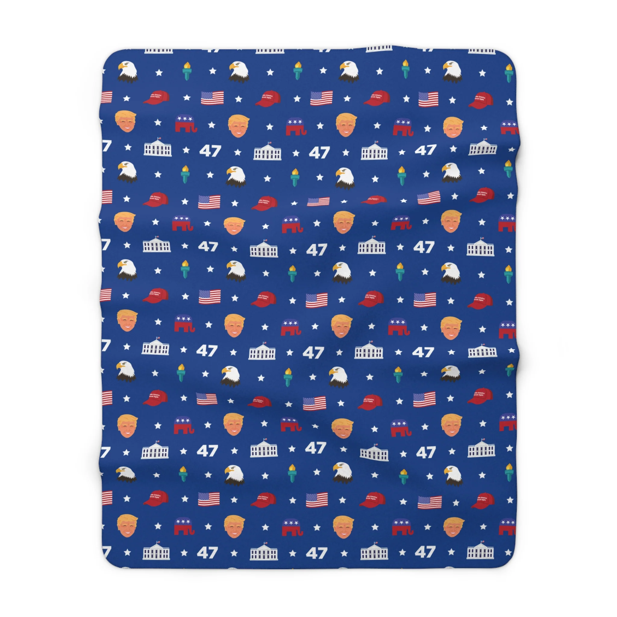 Trump MAGA Pattern Sherpa Fleece Blanket - Image 2