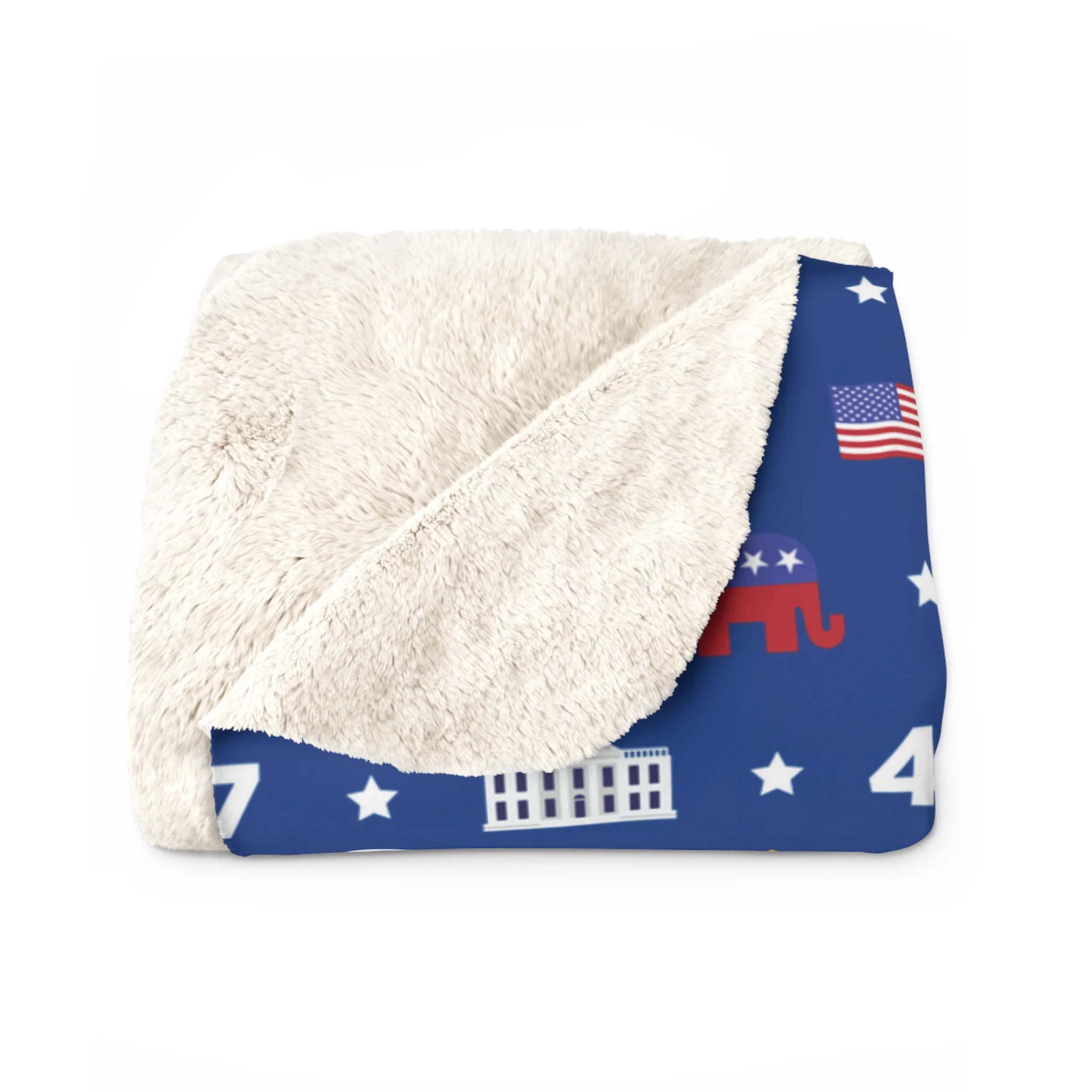Trump MAGA Pattern Sherpa Fleece Blanket - Image 3