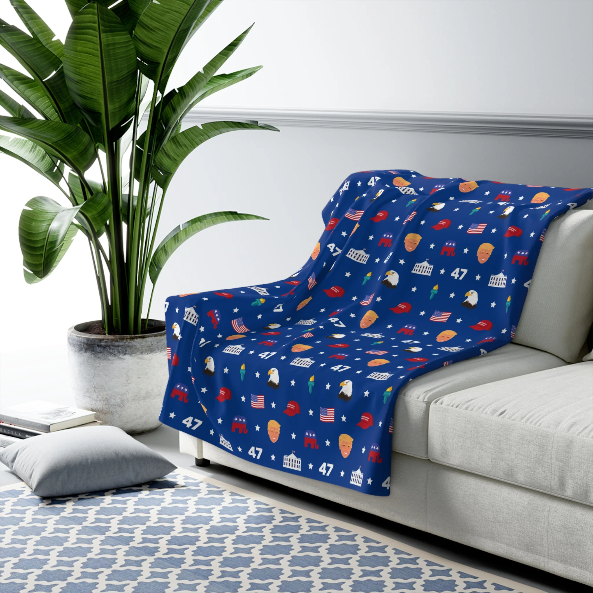 Trump MAGA Pattern Sherpa Fleece Blanket - Image 4