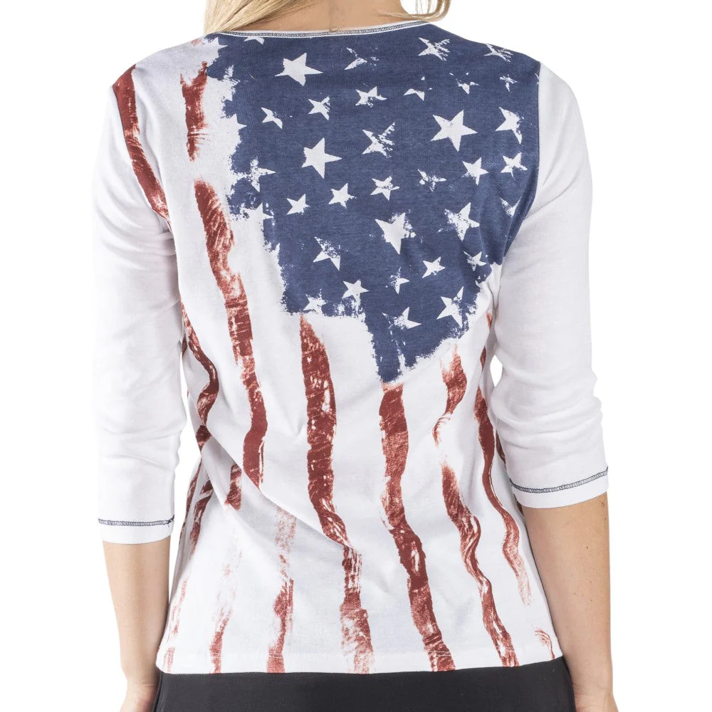 Women's Old Glory 3/4 Sleeve Top - Image 4